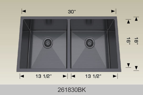 Bosco 261830 30" x 18" Textured Standard Series Radius Corner Double Bowl Kitchen Sink