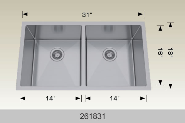 Bosco 261831 31" x 18" Textured Standard Series Radius Corner Double Bowl Kitchen Sink