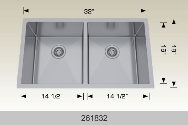 Bosco 261832 32" x 18" Textured Standard Series Radius Corner Double Bowl Kitchen Sink