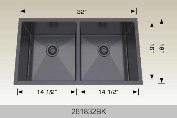 Bosco 261832 32" x 18" Textured Standard Series Radius Corner Double Bowl Kitchen Sink