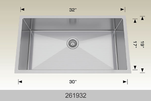 Bosco 261932 32" x 19" Textured Standard Series Kitchen Sink