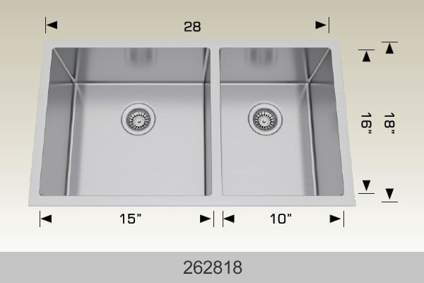 Bosco 262818 28" x 18" Textured Standard Series Radius Corner Double Bowl Kitchen Sink