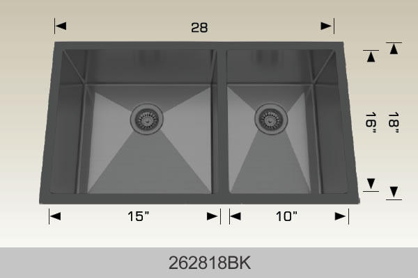 Bosco 262818 28" x 18" Textured Standard Series Radius Corner Double Bowl Kitchen Sink