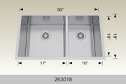 Bosco 263018 30" x 18" Textured Standard Series Radius Corner Double Bowl Kitchen Sink