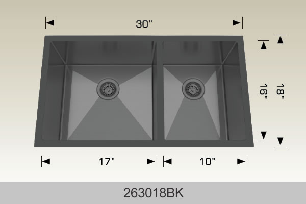 Bosco 263018 30" x 18" Textured Standard Series Radius Corner Double Bowl Kitchen Sink
