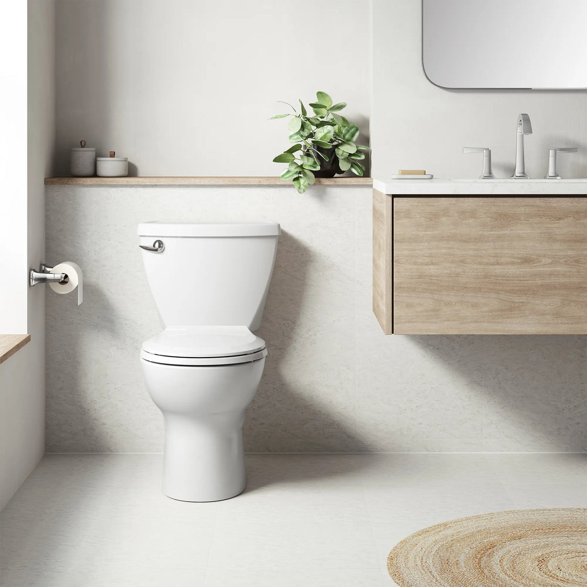American Standard Cadet 3 Two-Piece 1.28 gpf/4.8 Lpf Standard Height Round Front Complete Toilet With Seat and Lined Tank