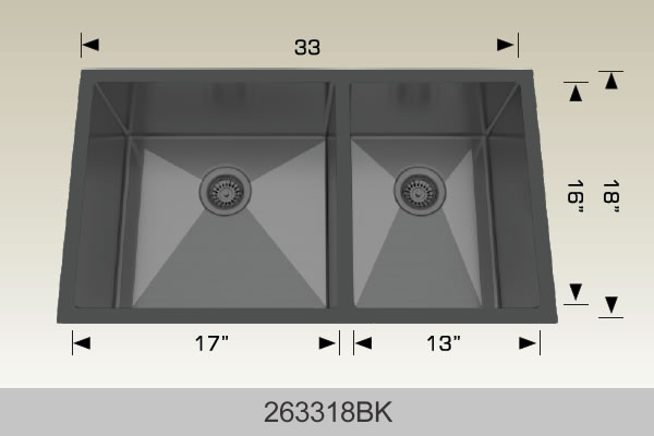 Bosco 263318 33" x 18" Textured Standard Series Radius Corner Double Bowl Kitchen Sink