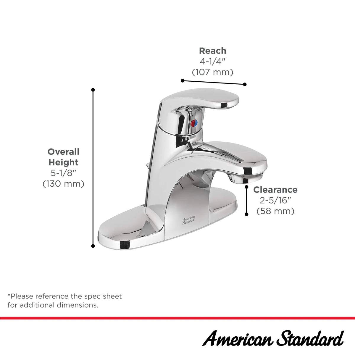 American Standard Cadet 2.0 4-In. Centerset Single-Handle Bathroom Faucet 1.2 GPM with Plastic Drain