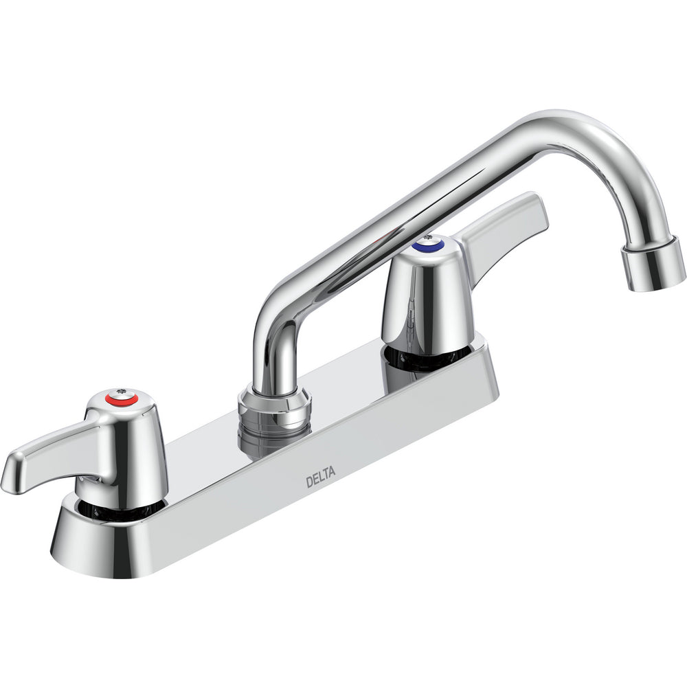 Delta Commercial 26C3223 Two-Handle Deck-Mount Sink Faucet with Swing Spout