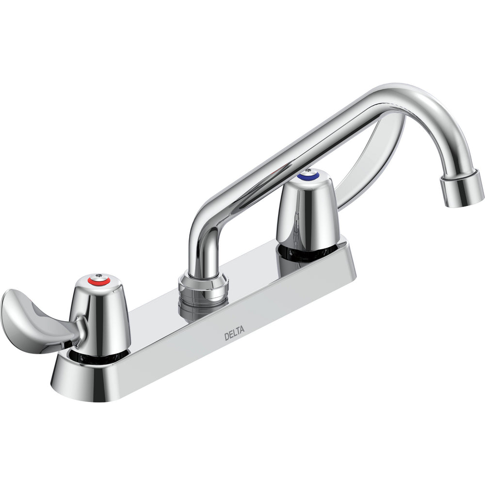 Delta Commercial 26C3242 Two-Handle Deck-Mount Sink Faucet with Swing Spout - Chrome