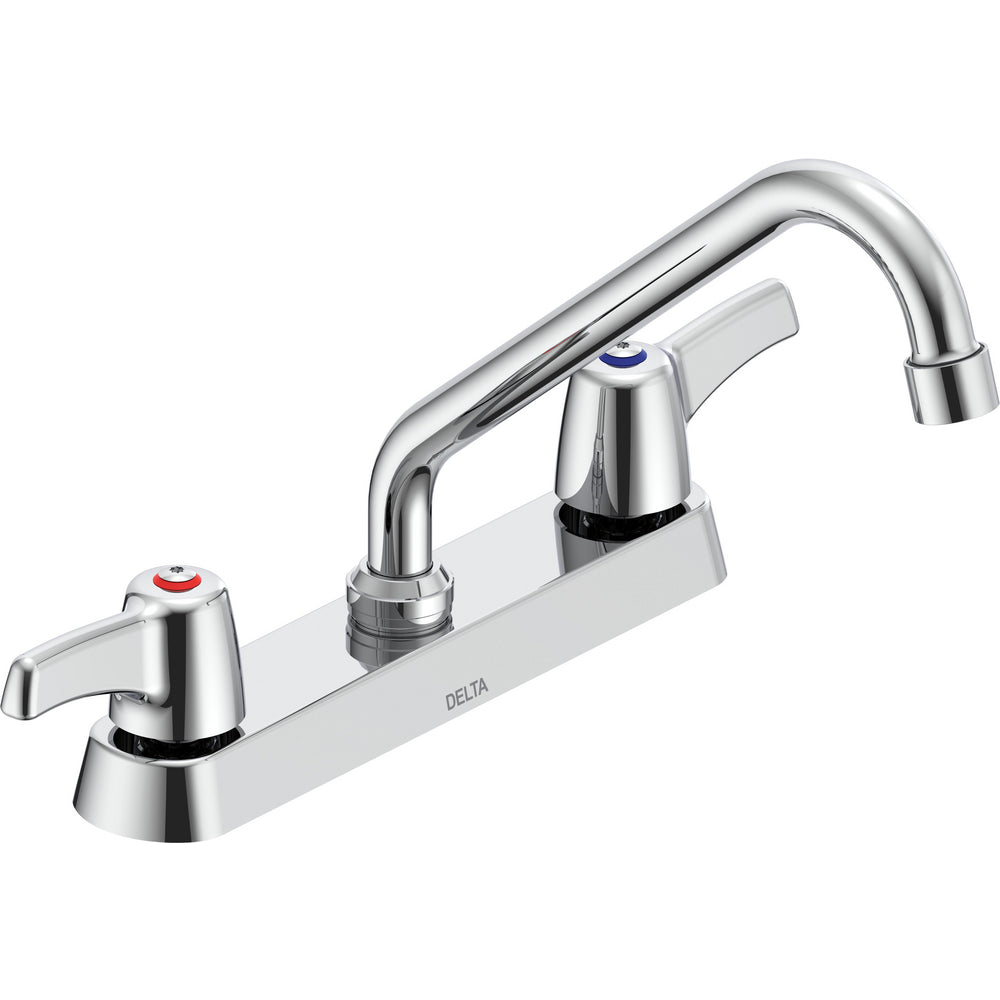 Delta Commercial 26C3253 Two-Handle Deck-Mount Sink Faucet with Swing Spout - Chrome