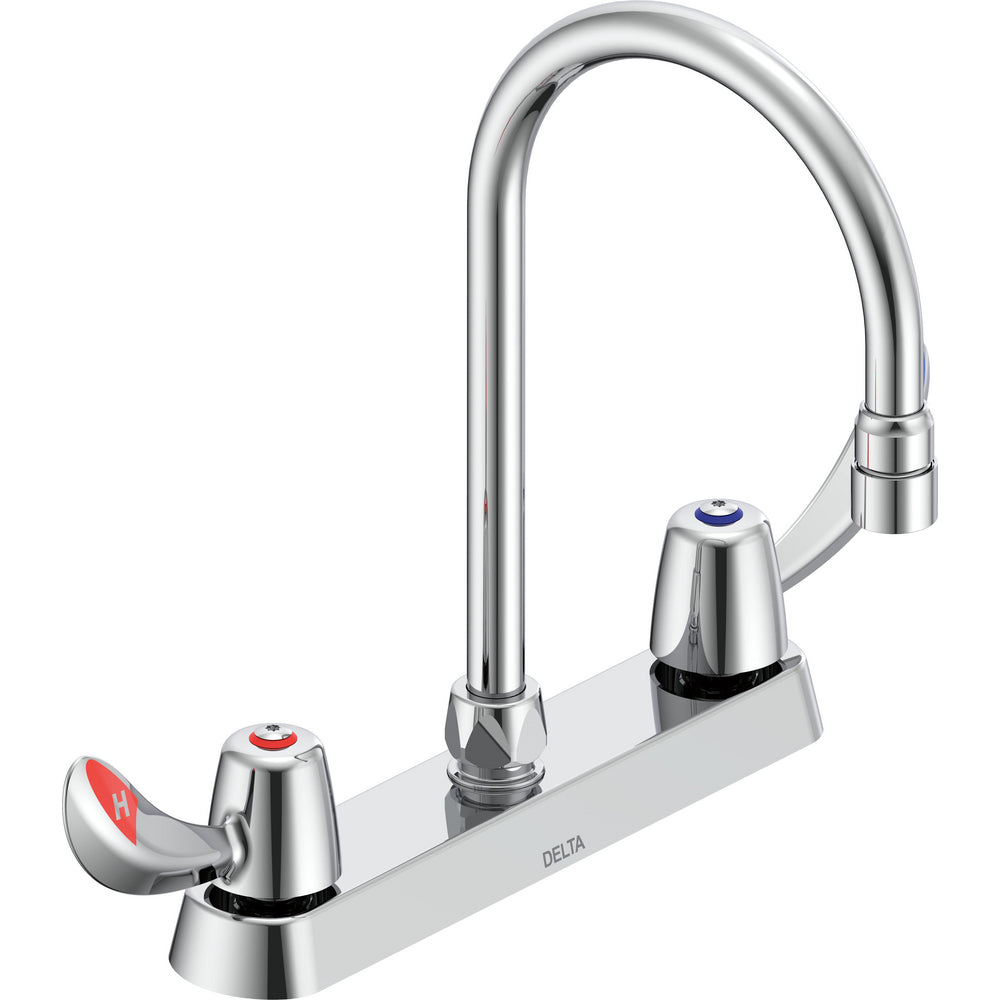 Delta Commercial 26C3922-TI Two-Handle Deck-Mount Sink Faucet with Gooseneck Spout