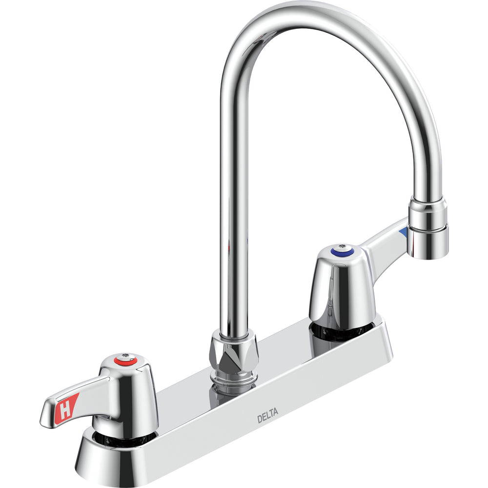 Delta Commercial 26C3923-LS-TI Two-Handle Deck-Mount Sink Faucet with Limited Swing Spout