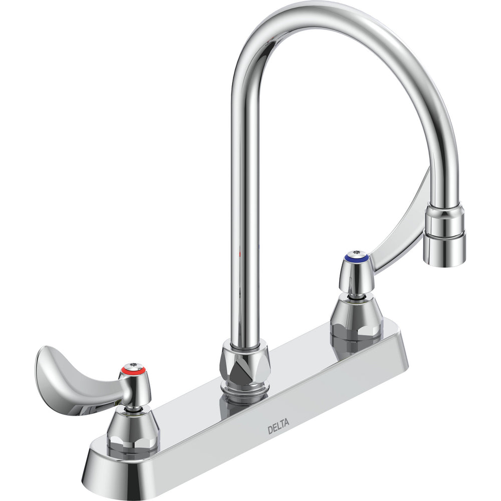 Delta Commercial 26C3924 Two-Handle Deck-Mount Sink Faucet with Gooseneck Spout
