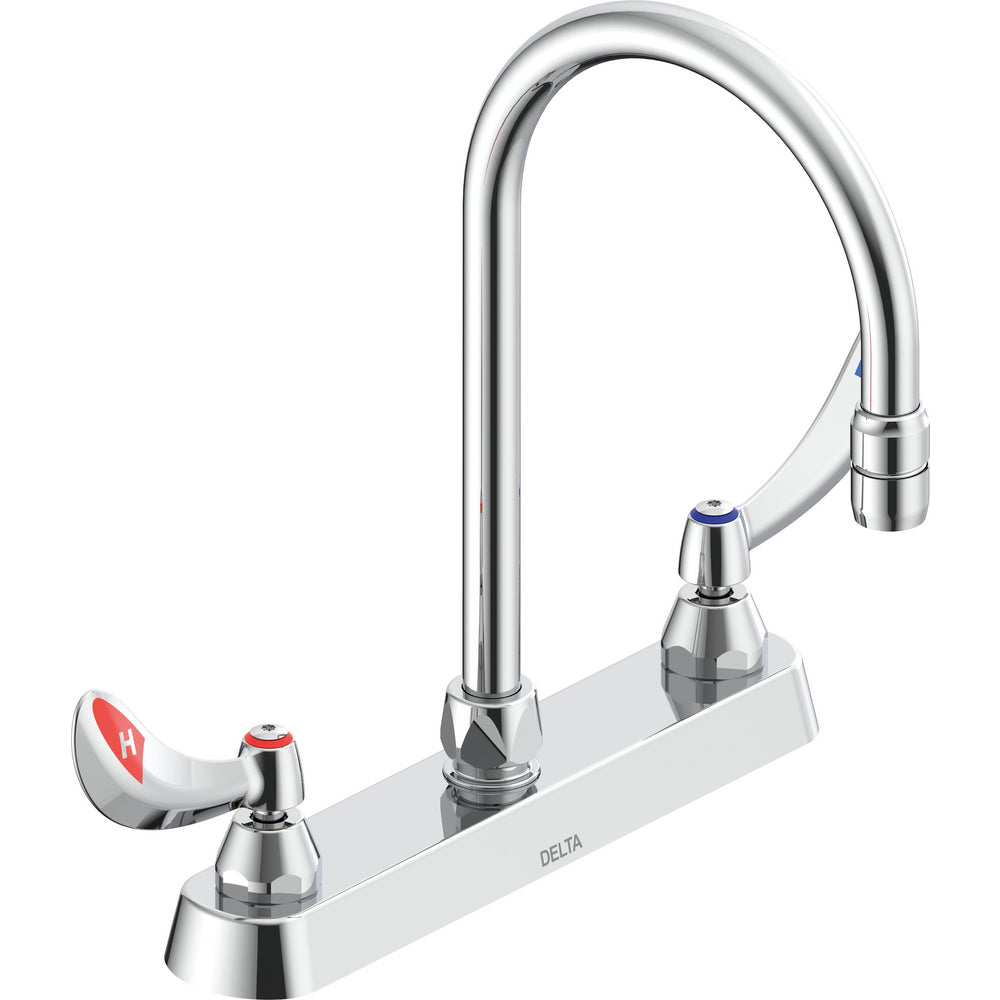 Delta Commercial 26C3924-TI Two-Handle Deck-Mount Sink Faucet with Gooseneck Spout