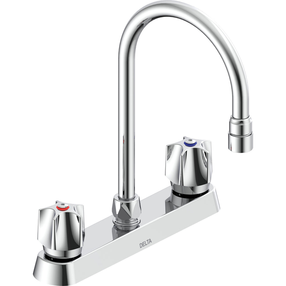 Delta Commercial 26C3931 Two-Handle Deck-Mount Sink Faucet with Gooseneck Spout - Chrome