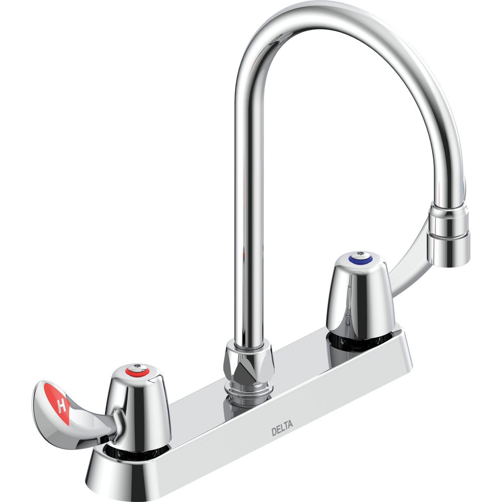 Delta Commercial 26C3932-LS-TI Two-Handle Deck-Mount Sink Faucet with Limited Swing Spout - Chrome