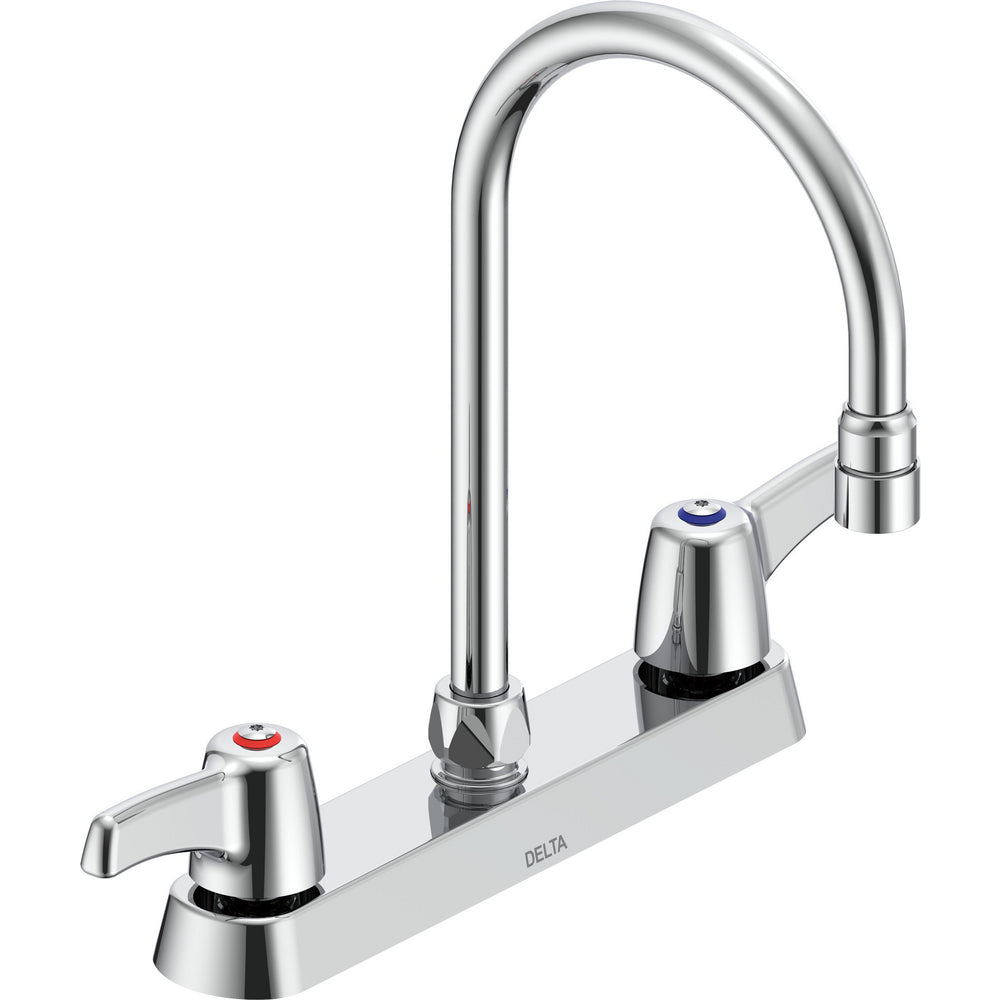 Delta Commercial 26C3933 Two-Handle Deck-Mount Sink Faucet with Gooseneck Spout