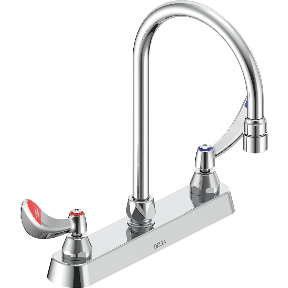 Delta Commercial 26C3934-LS-TI Two-Handle Deck-Mount Sink Faucet with Limited Swing Spout