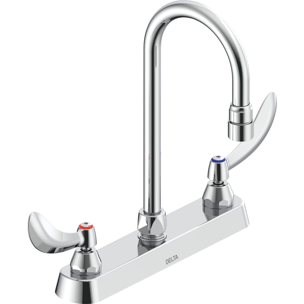 Delta Commercial 26C3934-R2 Two-Handle Deck-Mount Sink Faucet with Gooseneck Spout