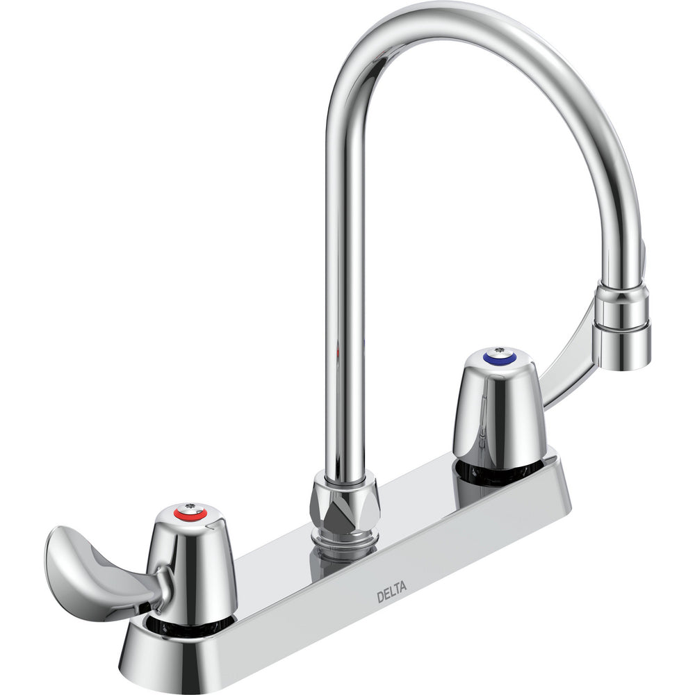 Delta Commercial 26C3942 Two-Handle Deck-Mount Sink Faucet with Gooseneck Spout