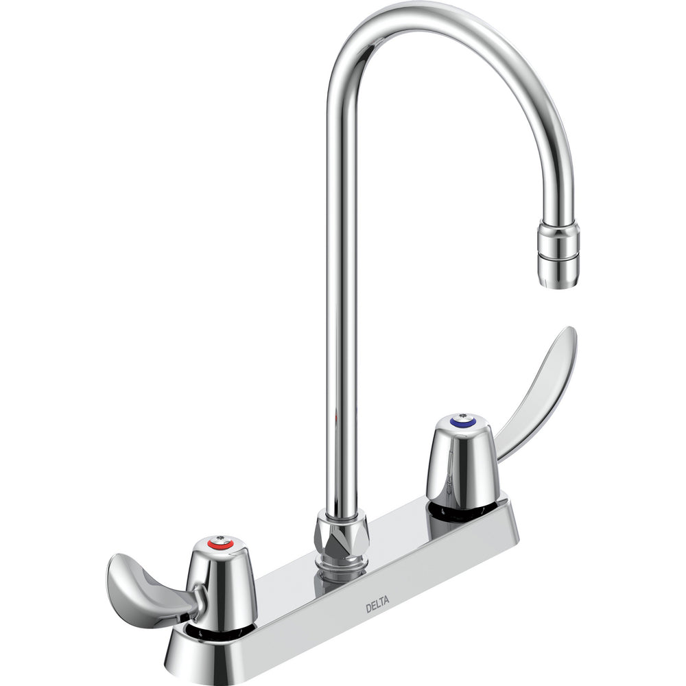Delta Commercial 26C3942-R6 Two-Handle Deck-Mount Sink Faucet with Gooseneck Spout
