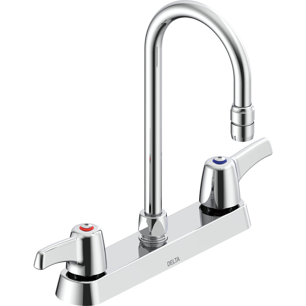 Delta Commercial 26C3943-R2 Two-Handle Deck-Mount Sink Faucet with Gooseneck Spout
