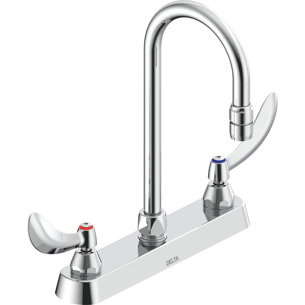 Delta Commercial 26C3944-R2 Two-Handle Deck-Mount Sink Faucet with Gooseneck Spout