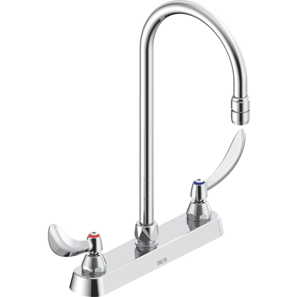 Delta Commercial 26C3944-R6 Two-Handle Deck-Mount Sink Faucet with Gooseneck Spout