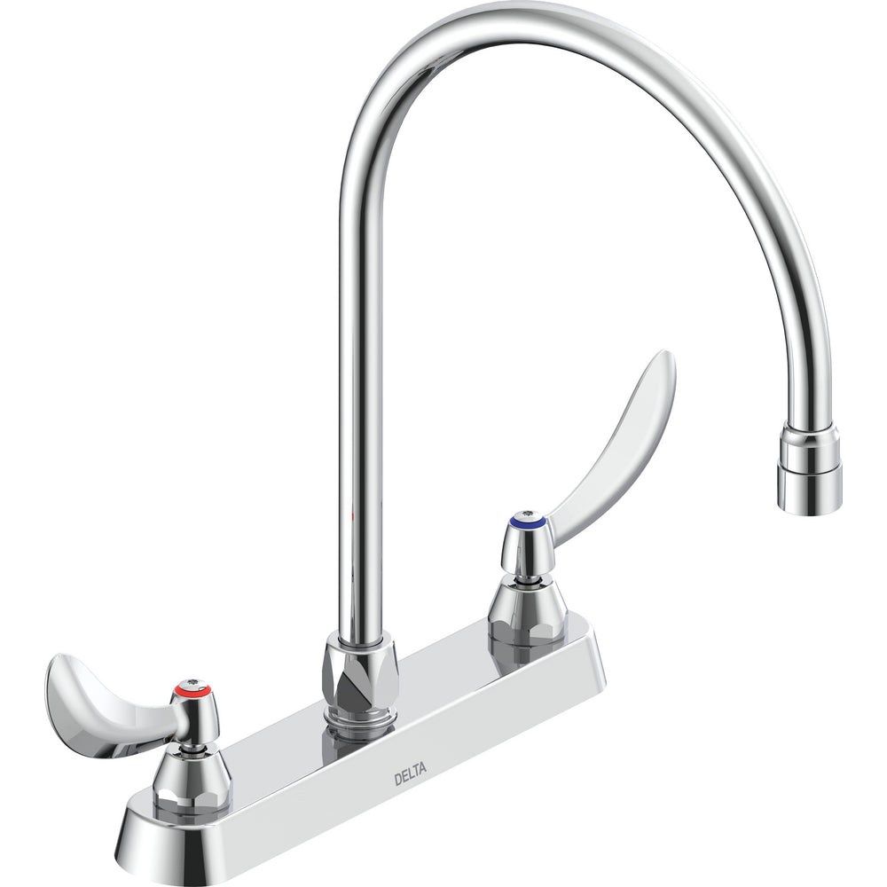 Delta Commercial 26C3944-R7 Two-Handle Deck-Mount Sink Faucet with Gooseneck Spout - Chrome