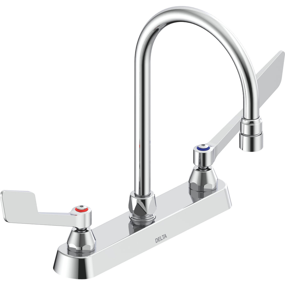 Delta Commercial 26C3945 Two-Handle Deck-Mount Sink Faucet with Gooseneck Spout