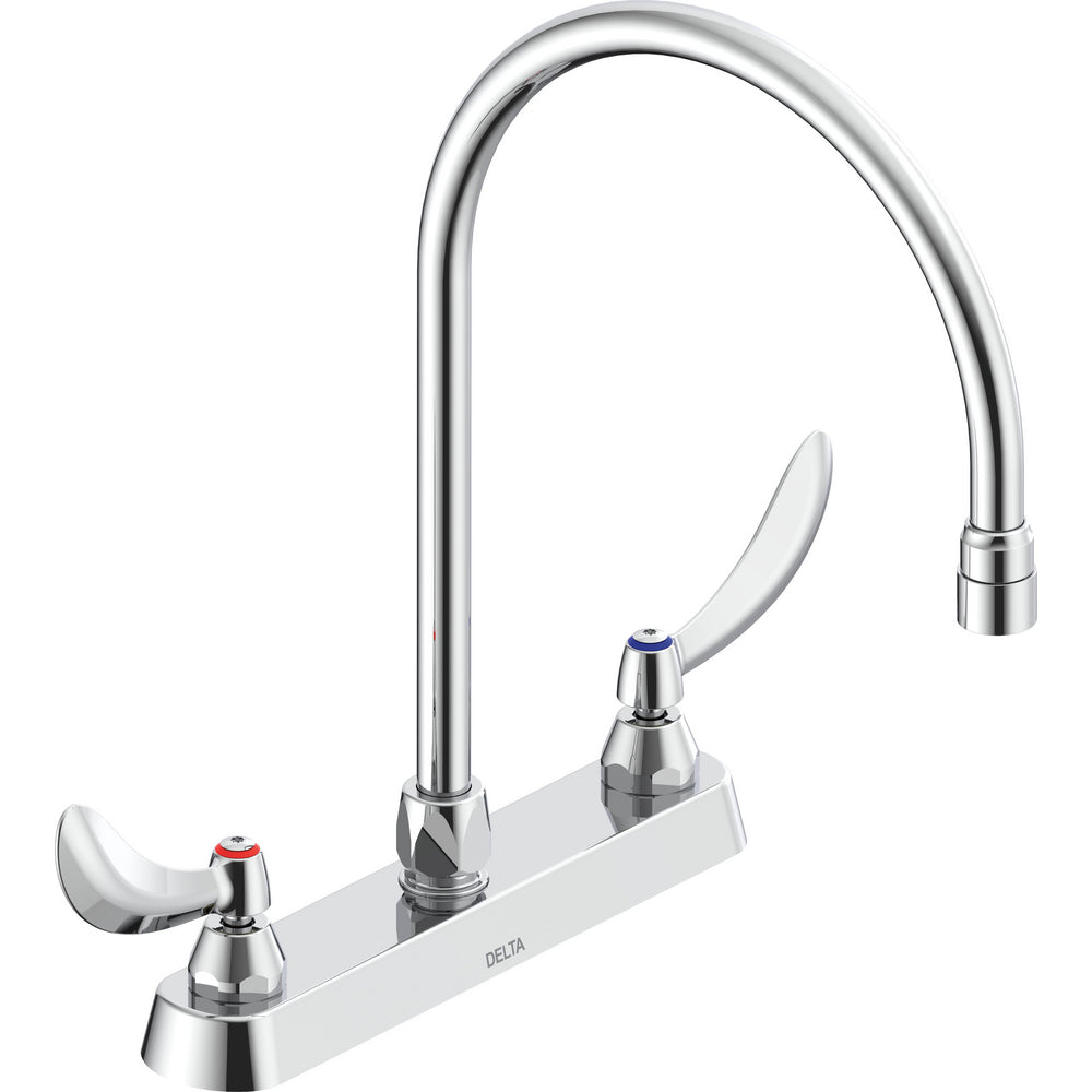 Delta Commercial 26C3954-R7 Two-Handle Deck-Mount Sink Faucet with Gooseneck Spout - Chrome