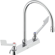 Delta Commercial 26C3955-R7 Two-Handle Deck-Mount Sink Faucet with Gooseneck Spout - Chrome