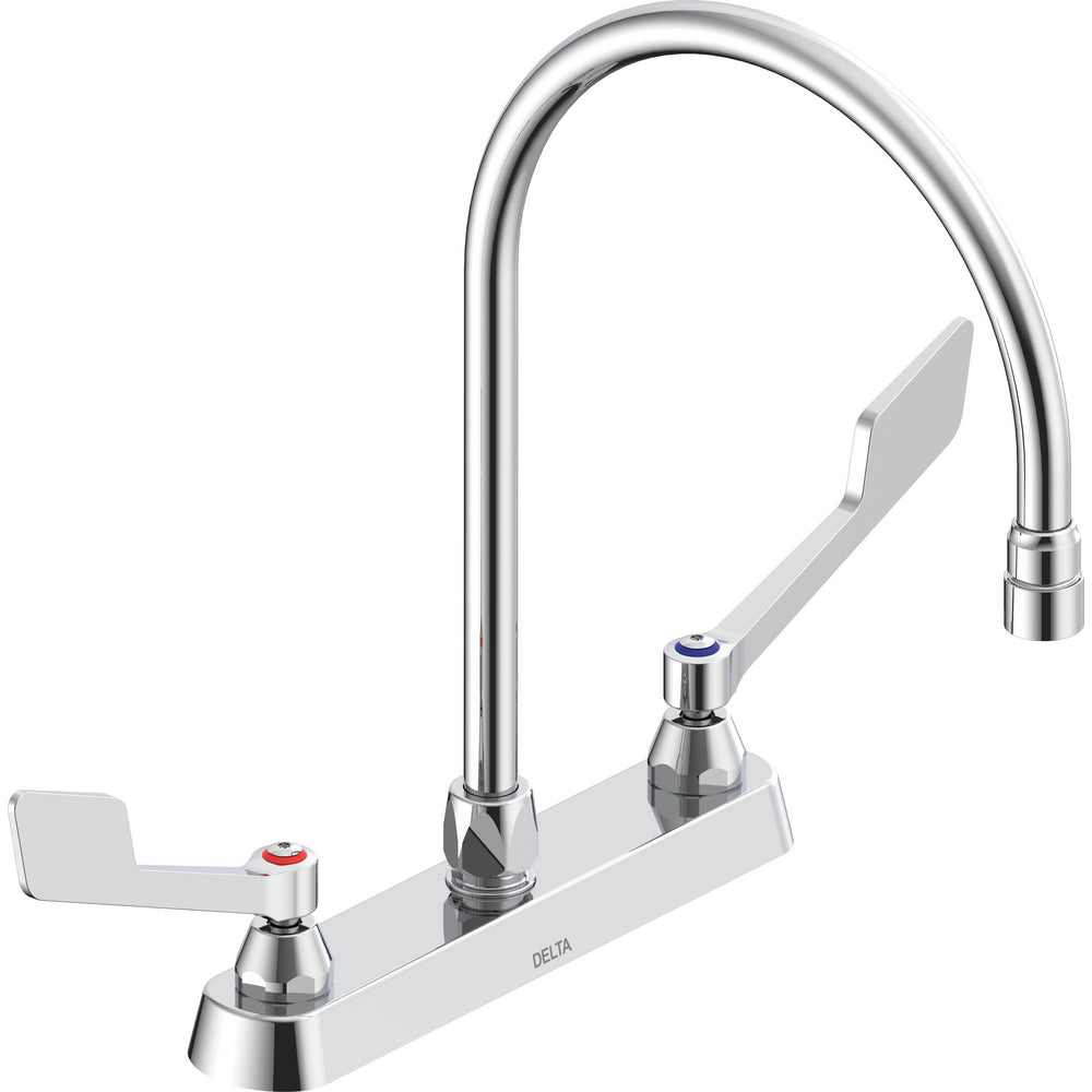 Delta Commercial 26C3955-R7 Two-Handle Deck-Mount Sink Faucet with Gooseneck Spout - Chrome