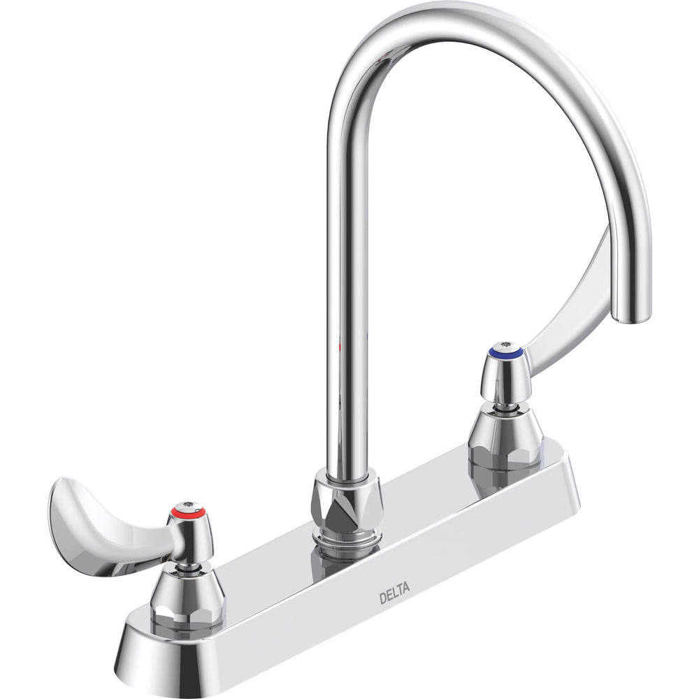 Delta Commercial 26C3964 Two-Handle Deck-Mount Sink Faucet with Gooseneck Spout - Chrome