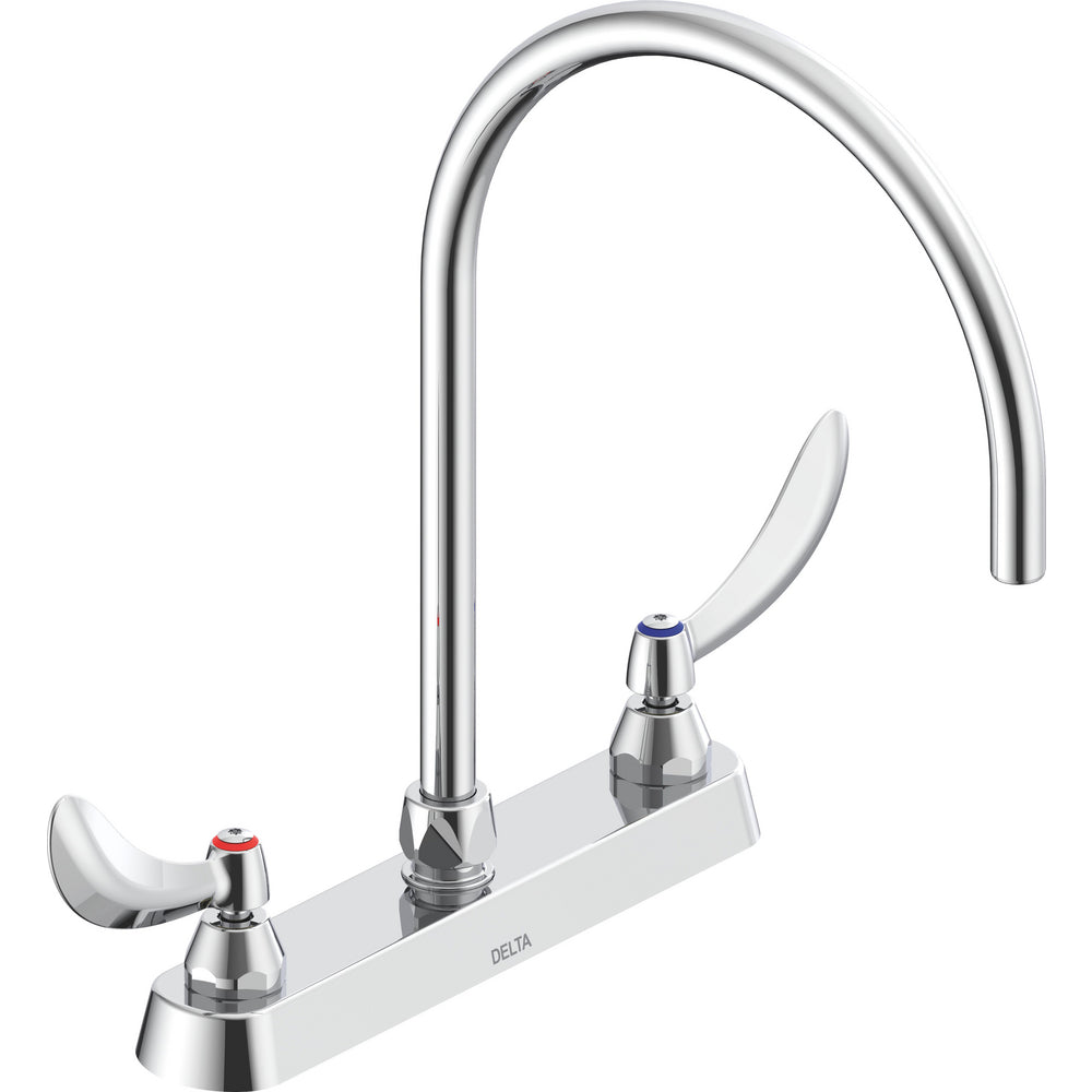 Delta Commercial 26C3964-R7 Two-Handle Deck-Mount Sink Faucet with Gooseneck Spout - Chrome
