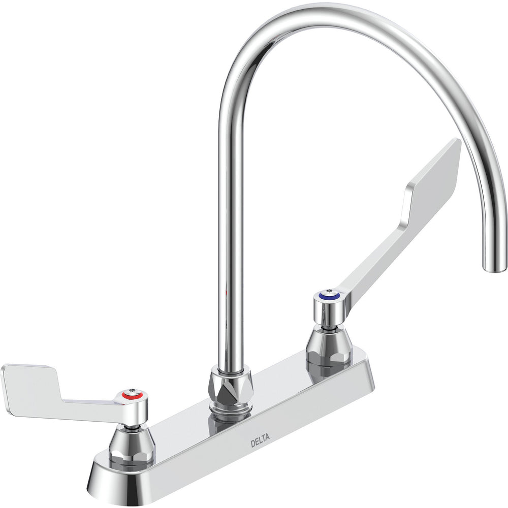 Delta Commercial 26C3965-R7 Two-Handle 8" Cast Deck-Mount Sink Faucet with 9" Spout - Chrome