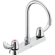 Delta Commercial 26C3972 Two-Handle Deck-Mount Sink Faucet with Gooseneck Spout - Chrome