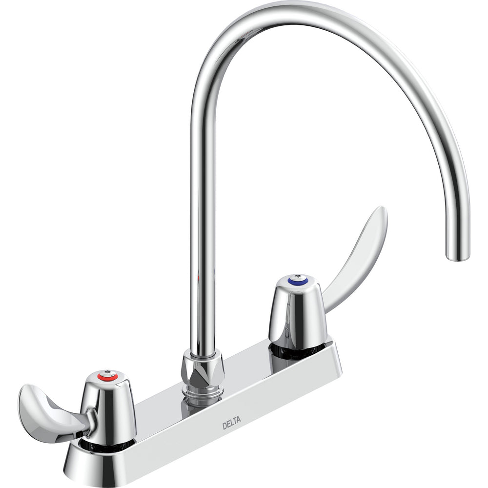 Delta Commercial 26C3972-R7 Two-Handle Deck-Mount Sink Faucet with Gooseneck Spout - Chrome
