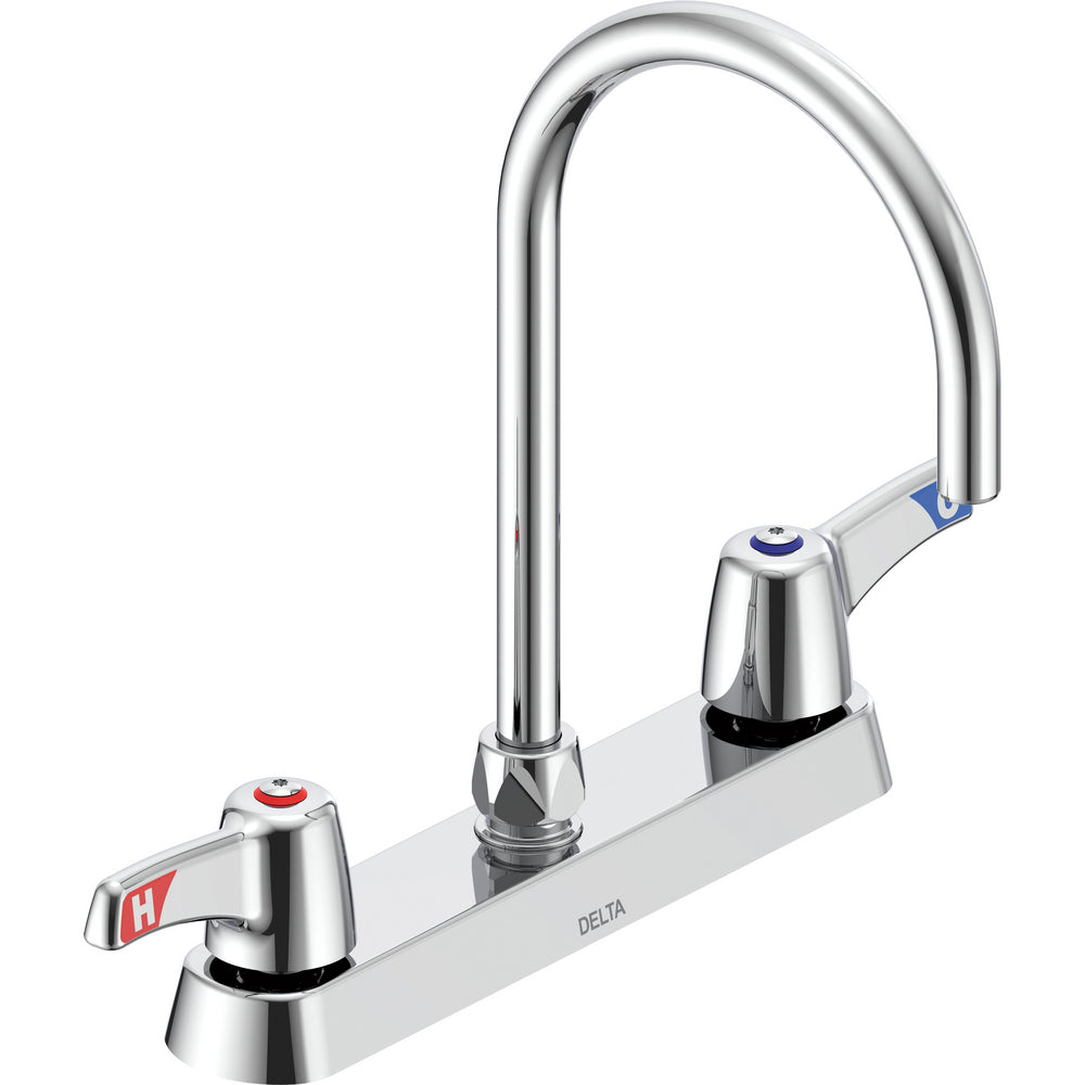 Delta Commercial 26C3973-TI Two-Handle Deck-Mount Sink Faucet with Gooseneck Spout