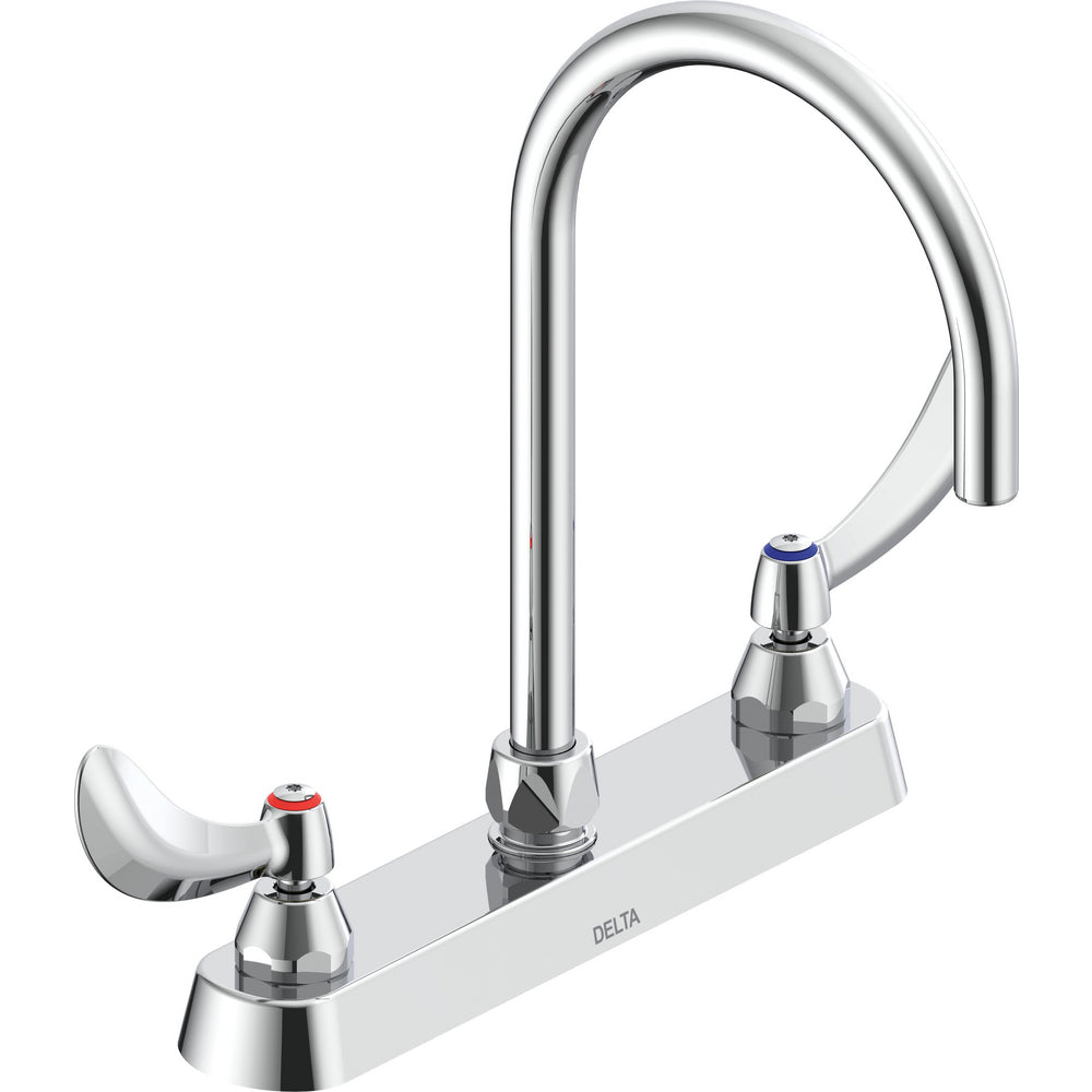Delta Commercial 26C3974 Two-Handle Deck-Mount Sink Faucet with Gooseneck Spout - Chrome