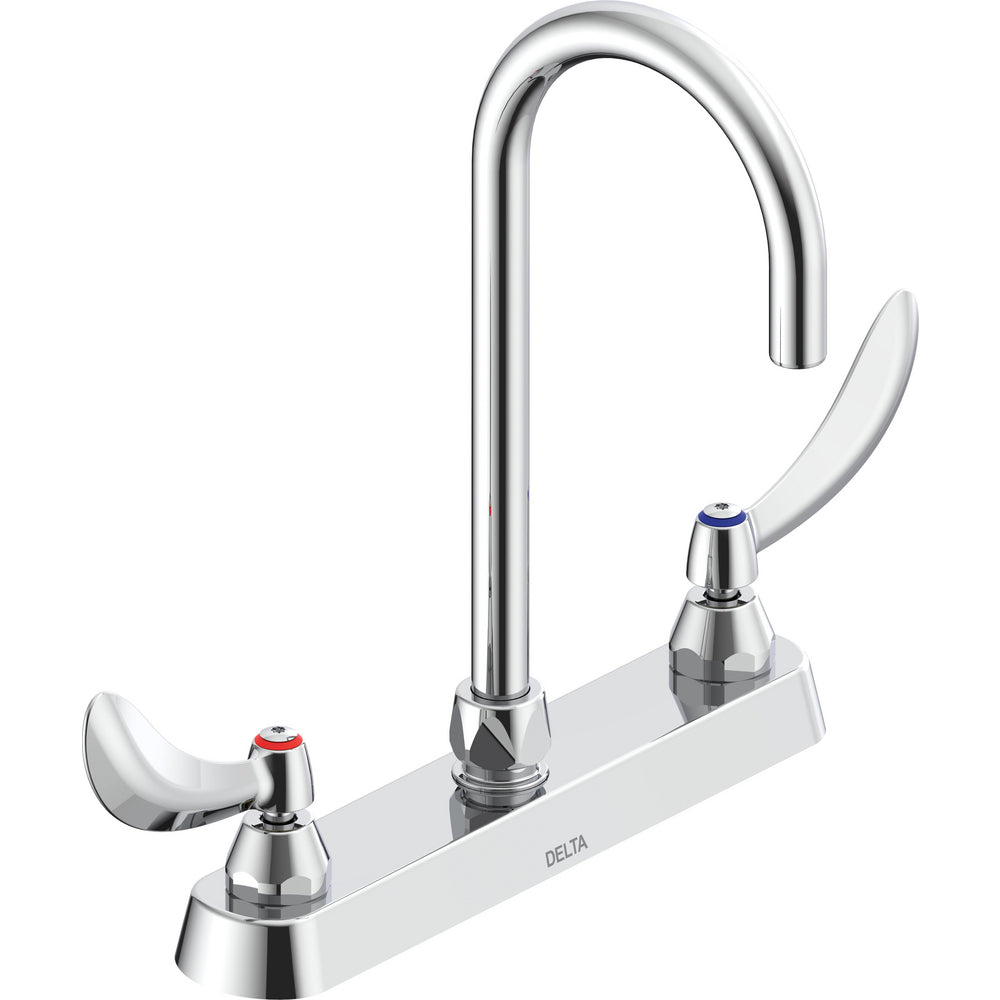 Delta Commercial 26C3974-R2 Two-Handle Deck-Mount Sink Faucet with Gooseneck Spout