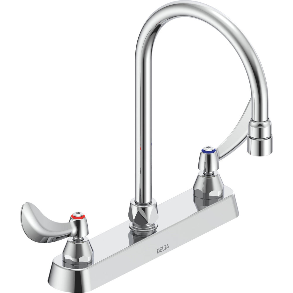 Delta Commercial 26T3924 Two-Handle Cast Kitchen Faucet with Gooseneck Spout - Chrome