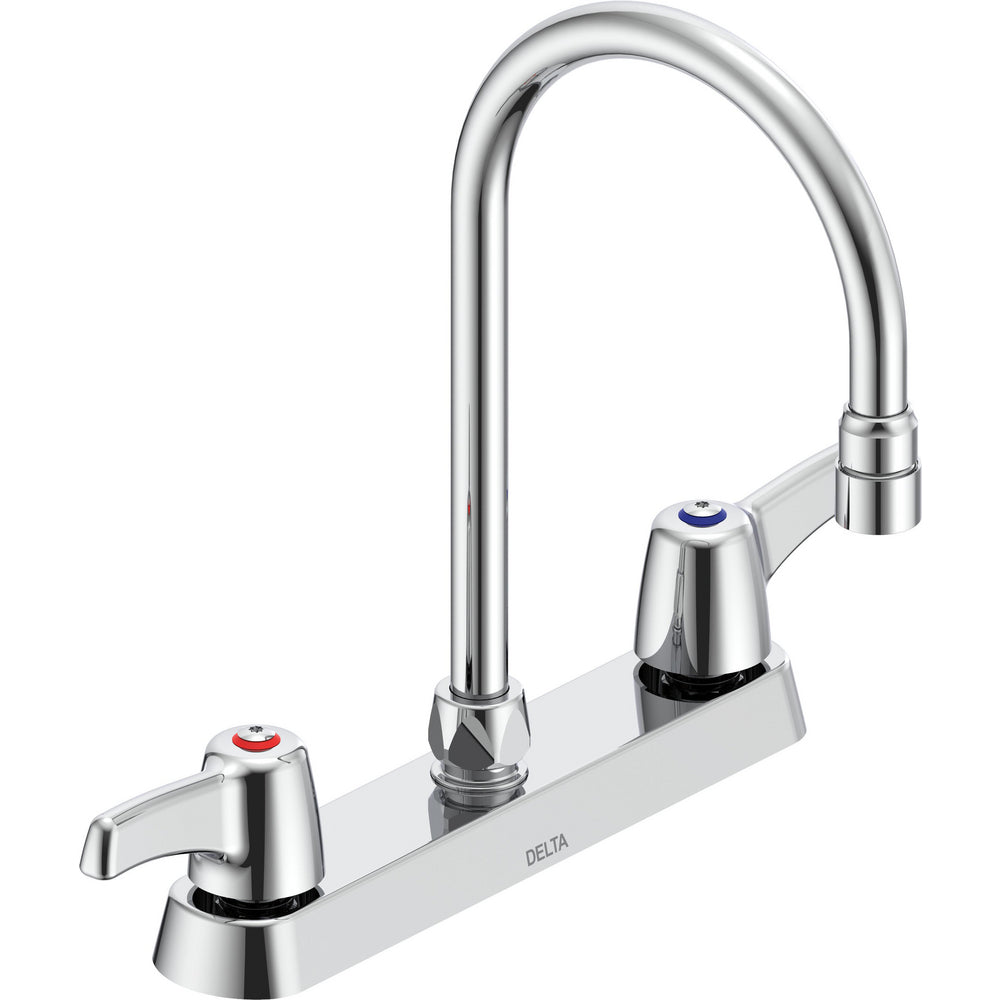 Delta Commercial 26T3943 Two-Handle Deck-Mount Sink Faucet with Gooseneck Spout