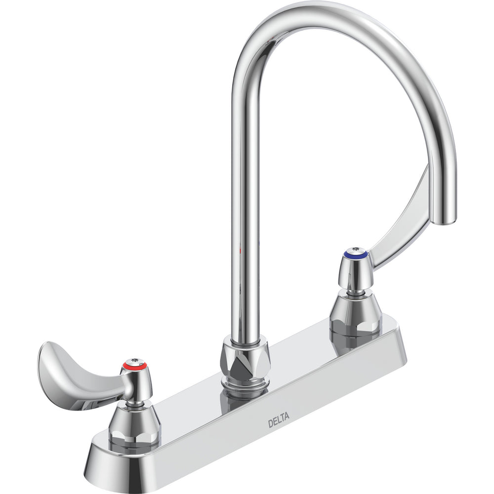 Delta Commercial 26T3964 Two-Handle Deck-Mount Sink Faucet with Gooseneck Spout - Chrome