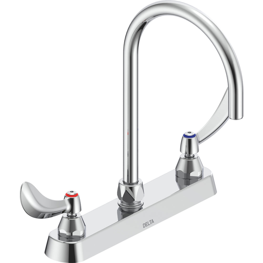 Delta Commercial 26T3974 Two-Handle Deck-Mount Sink Faucet with Gooseneck Spout - Chrome