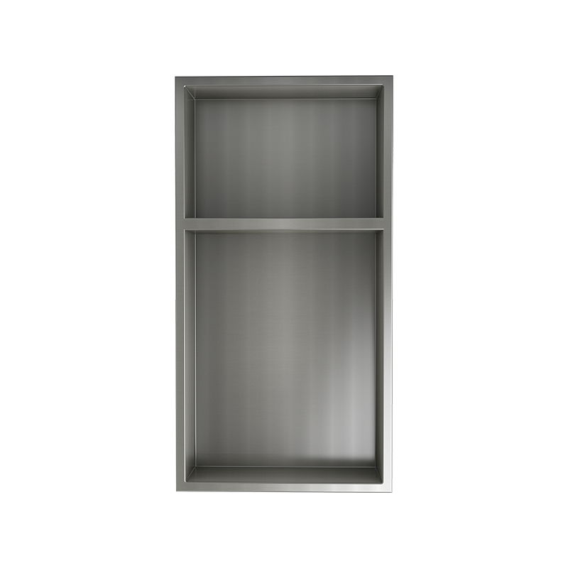 Rubi Nikia Recessed Niche 24" with Shelf Brushed Stainless Steel RNK24T-IB