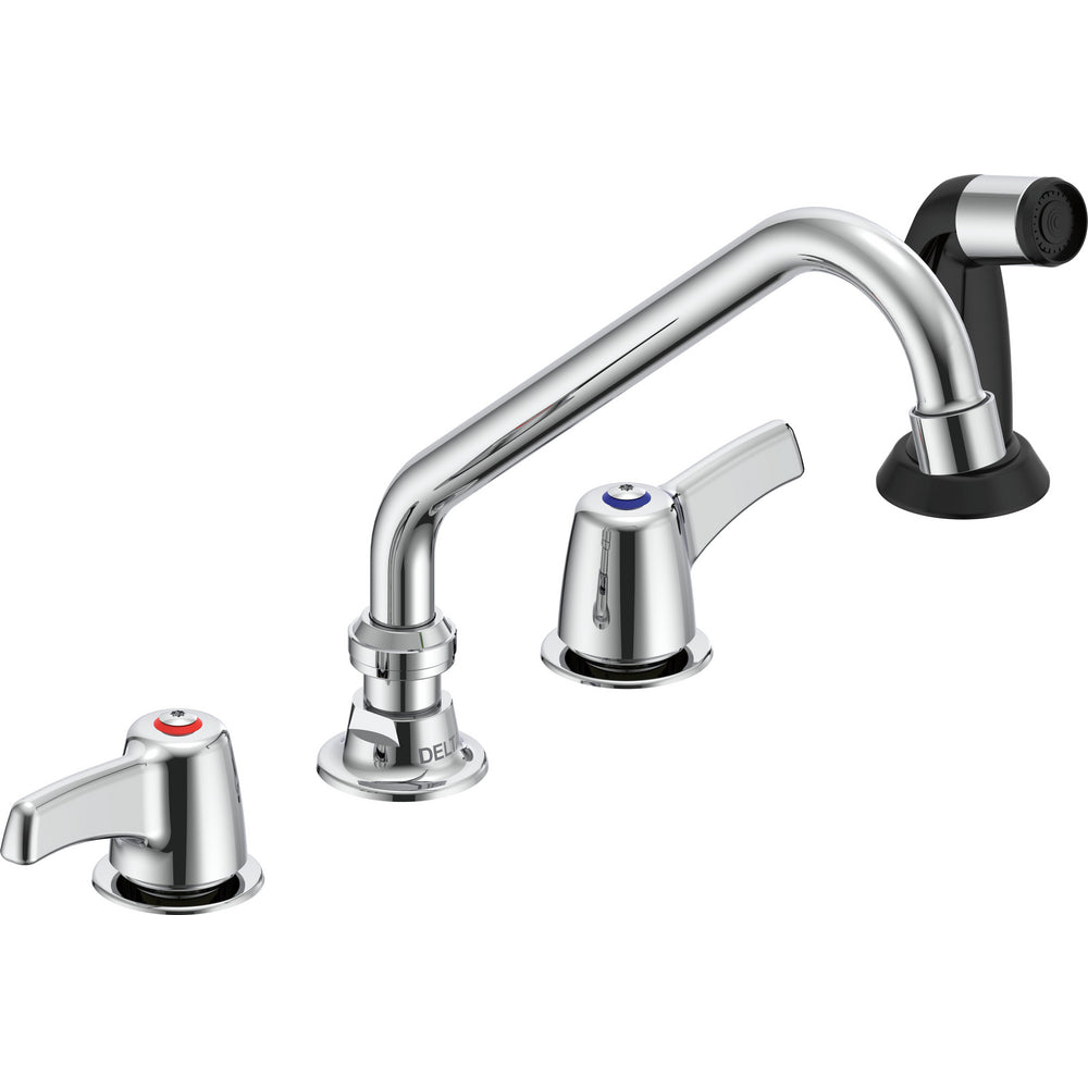 Delta Commercial 27C1233 Two-Handle Deck-Mount Sink Faucet with Side Spray - Chrome