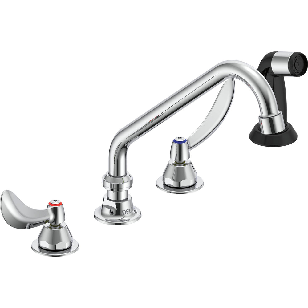 Delta Commercial 27C1234 Two-Handle Deck-Mount Sink Faucet with Side Spray