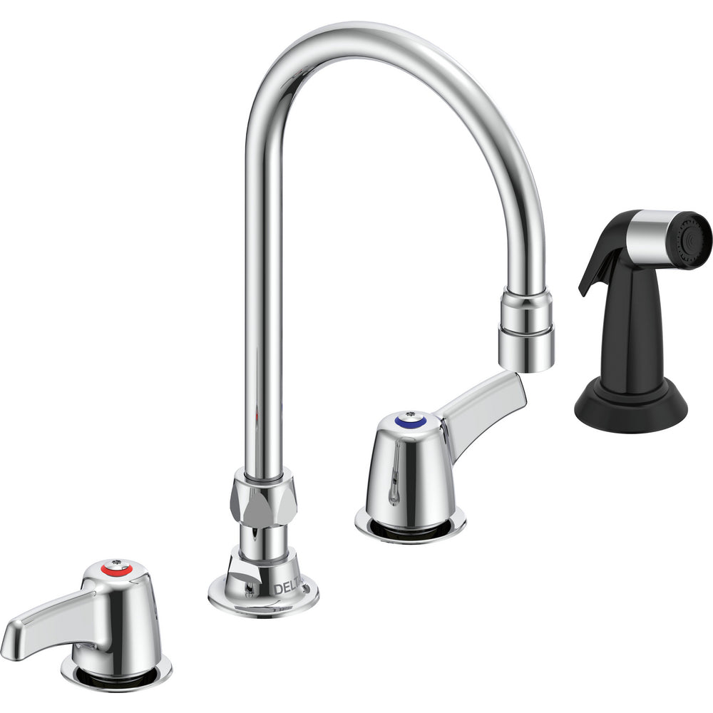 Delta Commercial 27C1933 Two-Handle Deck-Mount Sink Faucet with Side Spray